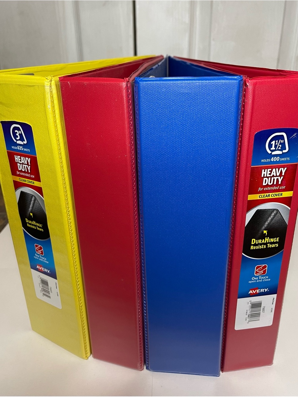 Avery Heavy Duty 3-Ring Binders in Red, Blue, Yellow